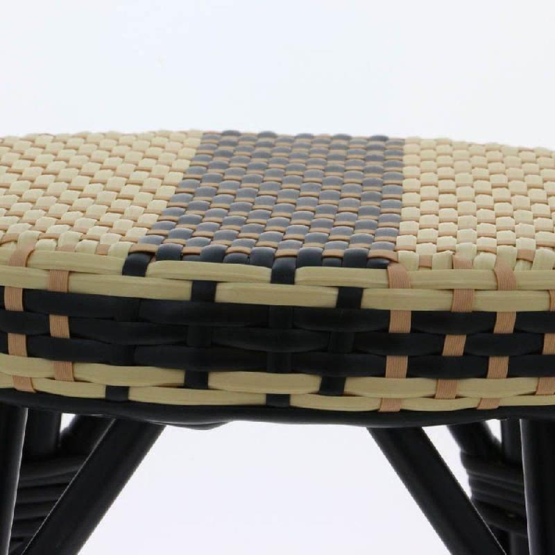 Tabouret de bar d'extérieur empilable Andorre assise tressée beige/noir/ivoire_1