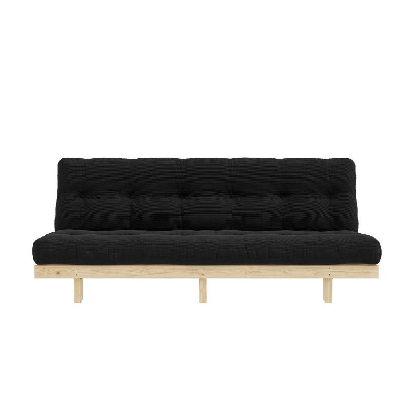 Banquette convertible futon LEAN Pin - Coloris charbon - Couchage 130x190 cm - Structure en pin massif_1