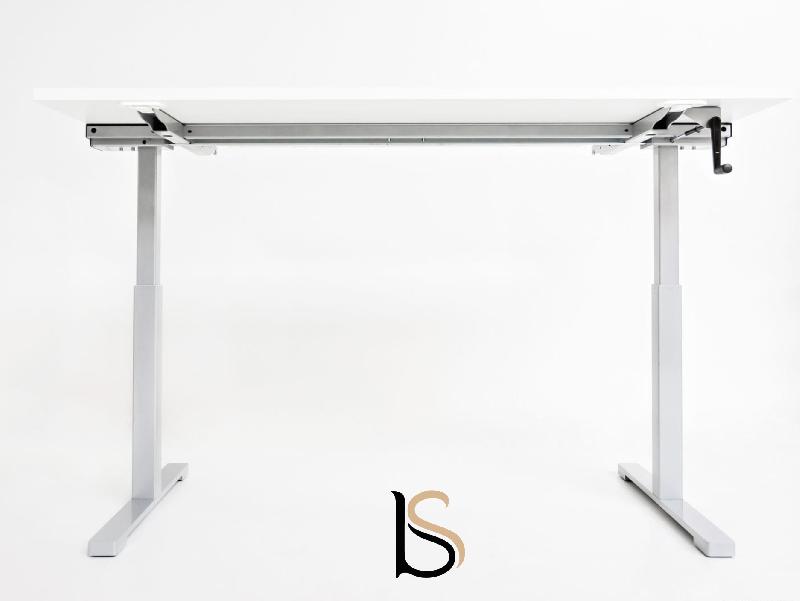 Bureau réglable en hauteur manuellement - MDD - Blanc 9010, 160, Blanc_2