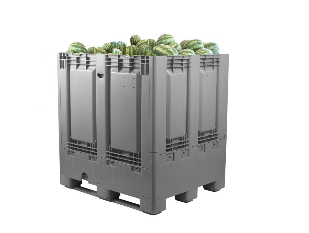 Caisse palette pliable en plastique - 120 x 100 cm - Hauteur 80 à 125 cm - Capacité 681 à 1174 litres - Fond et parois pleins ou ajourés_2