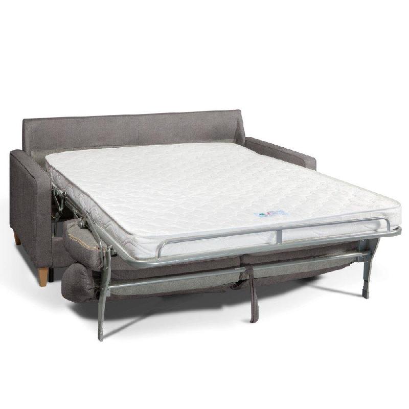 Canapé convertible express scandinave 140 cm - Matelas 16 cm microfibre taupe - Fabrication italienne_1