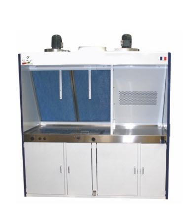 Meuble de travail aspirant - Ventilation 1800 m3/h - Plan de travail en acier inox - Conforme norme AFNOR T.35.013_1