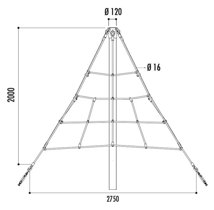 Araignée pour aire de jeux - Hauteur 2m, 2.7m ou 3.5m - Filet de pyramide en corde armée Ø 16 mm_1