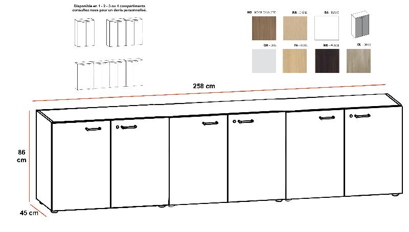 Armoire basse 6 portes - Quadrifoglio - Blanc pastel_1
