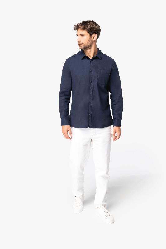 Chemise écoresponsable en flanelle homme - Native Spirit - Réf: NS520 - 100% coton biologique - Coupe droite_1