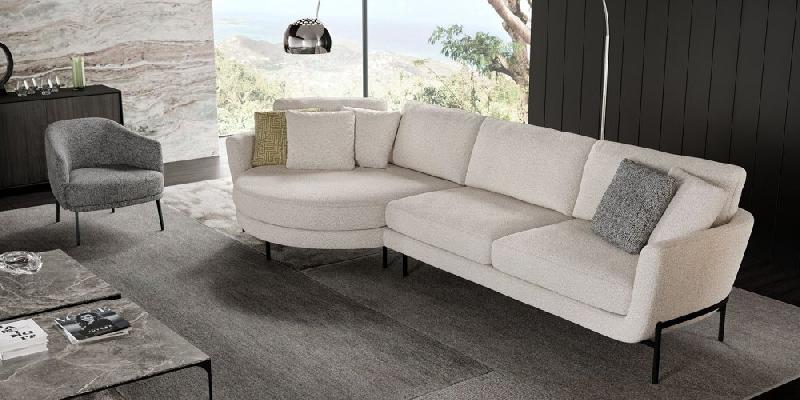 Canapé Hudson OLTA - blanc cassé beige avec piètement en acier, revêtement en tissu de haute qualité_1