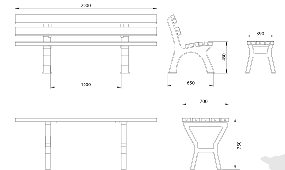 Table de pique-nique Paris 1 - plastique recyclé - pieds en aluminium - coloris brun_1