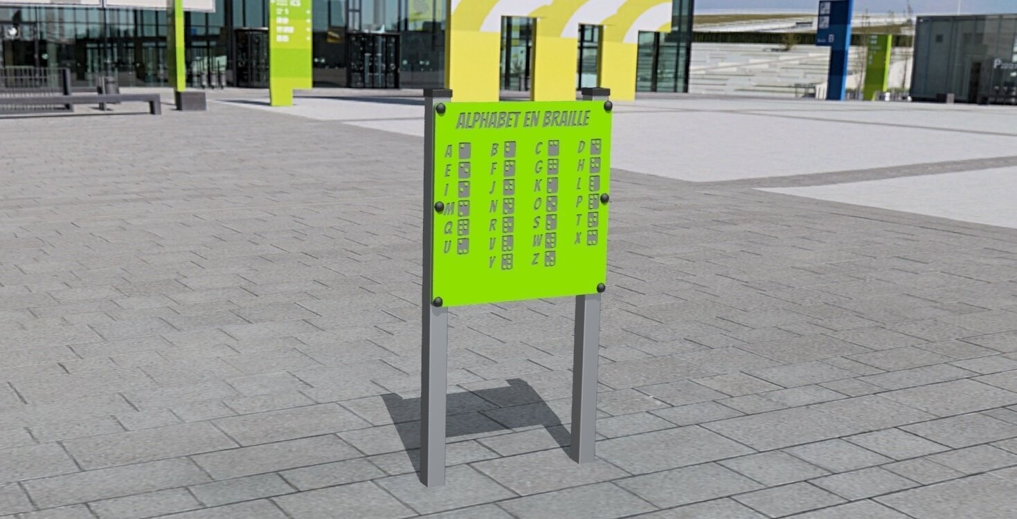 Tableau jeu inclusif - Alphabet en Braille conforme EN1176 - Panneau PEHD 19mm - Référence BTPANL01_1