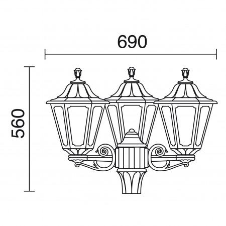 Luminaire pour mât 3 bras - Indura Medium 6 IP55 E27 3x42W - noir - extérieur - résine et méthacrylate_1