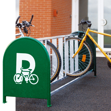 Support cycles 16 places - acier galvanisé avec panneaux signalétiques - Réf : 8204760_1