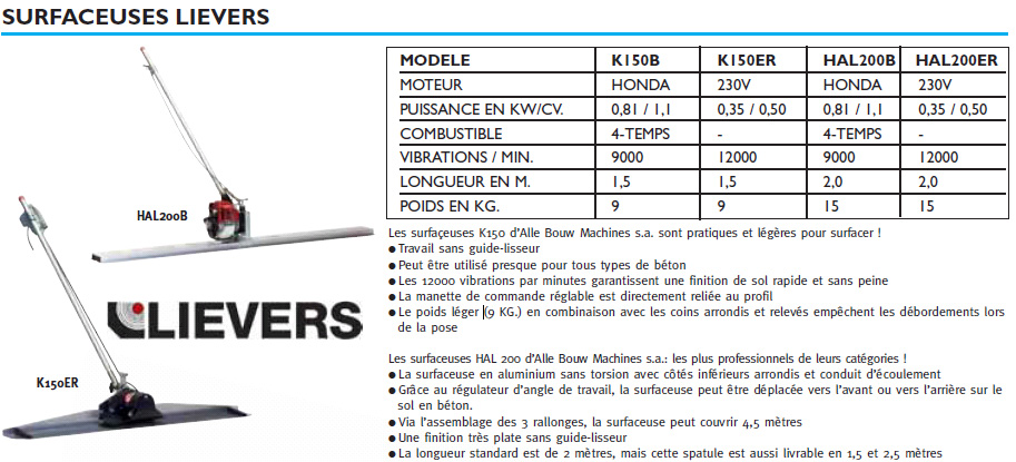 Surfaceuse thermique Lievers HAL 200B - 2m - aluminium sans torsion - 0.81 kW / 1.1 CV_1