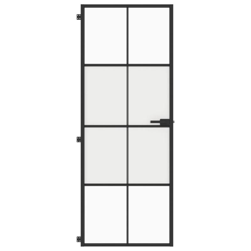 Vidaxl porte intérieure mince noir 76x201,5 cm verre trempé aluminium 155124_1