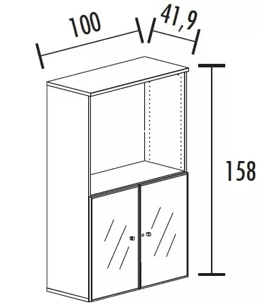 Armoire combiné portes en verre avec serrure sur cadre alu - 2 étagères - hauteur 158 cm So Madrid_1