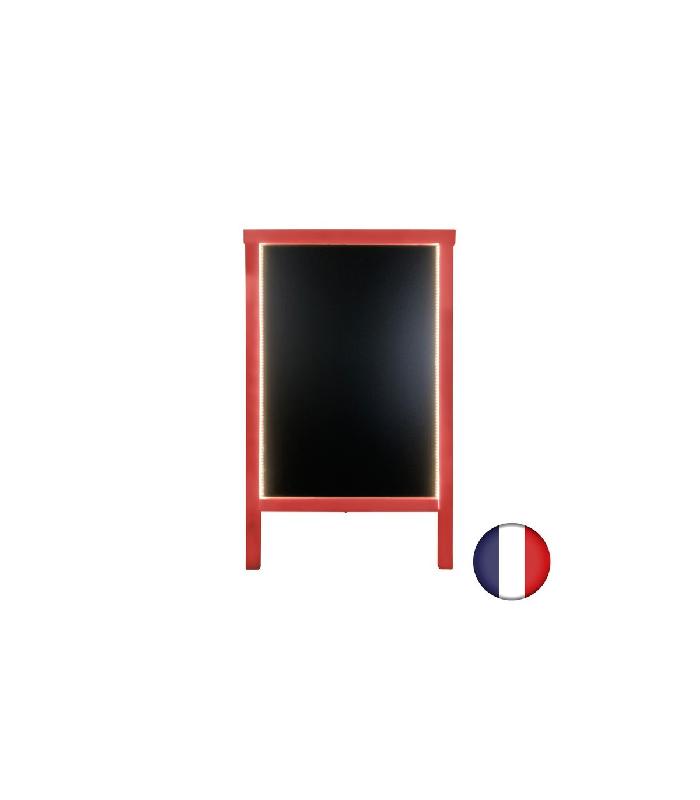 Chevalet stop trottoir en bois - 90 x 55 cm avec éclairage LED et batterie 9 800 mAh - Référence : LSTF49RV-LED-BA98_1