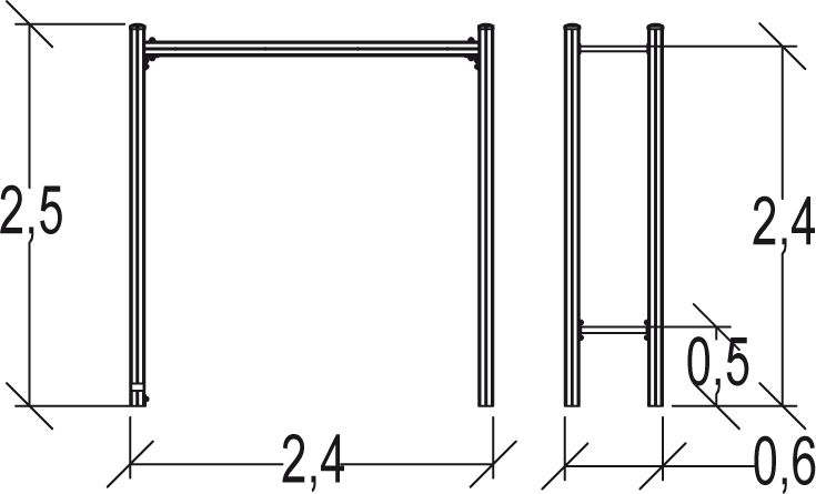 Échelle horizontale senior - Proludic - 2,40 m de largeur, 0,60 m de profondeur, 2,50 m de hauteur - JPS21-S-M_1
