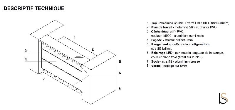 Grande banque d'accueil lumineuse Valde - MDD - Droite, Avec caisson_1