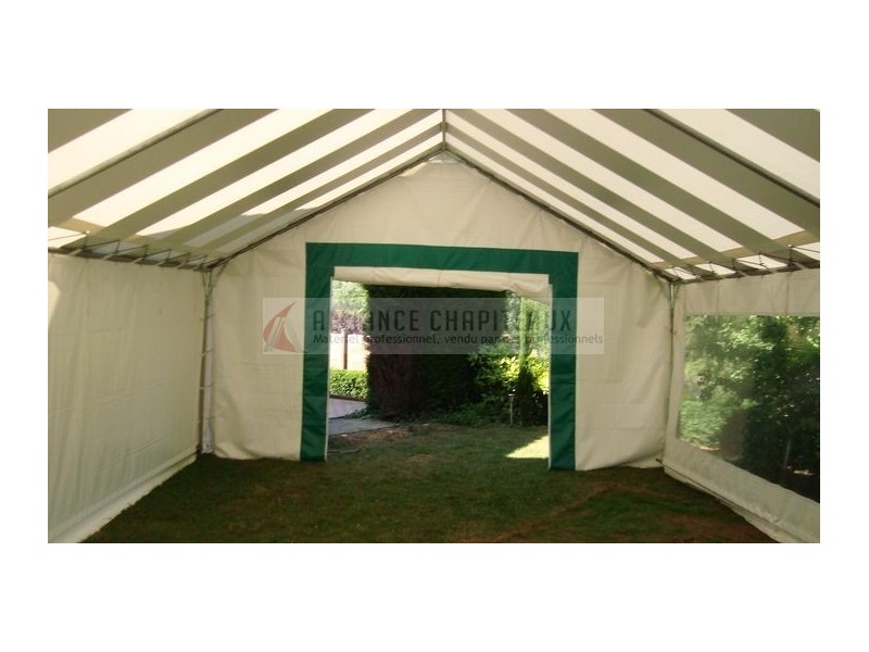 Tente de stockage fermée complète - structure fixe en acier - couverture unie - ancrage au sol avec platine - 8 x 5 x 3.37 m - homologuée CTS7_1