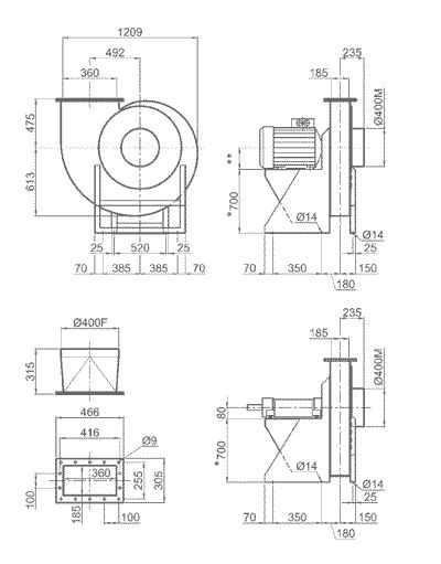 Vsaa 70 - ventilateur centrifuge industriel - Plastifer - très haute pression, volute en polypropylène UV, turbine à fort rendement_1