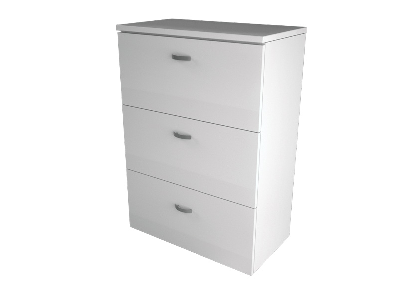 Armoire basse unie pour dossiers suspendus H121 - 3 châssis télescopiques - bois mélaminé - largeur 80 cm_1