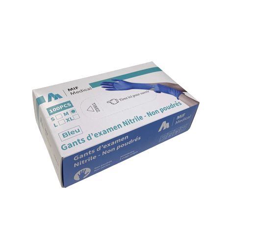 Boite de 100 gants d'examen en nitrile non stérile - non poudrés - jetables - tailles S à XL - MIF MEDICAL_1