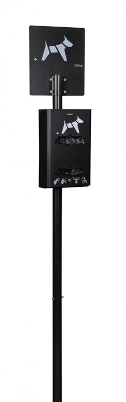 Borne de propreté hygiène canine sur poteau - 400 sacs - acier poudré anti-UV - antivandalisme - Hygeca_1