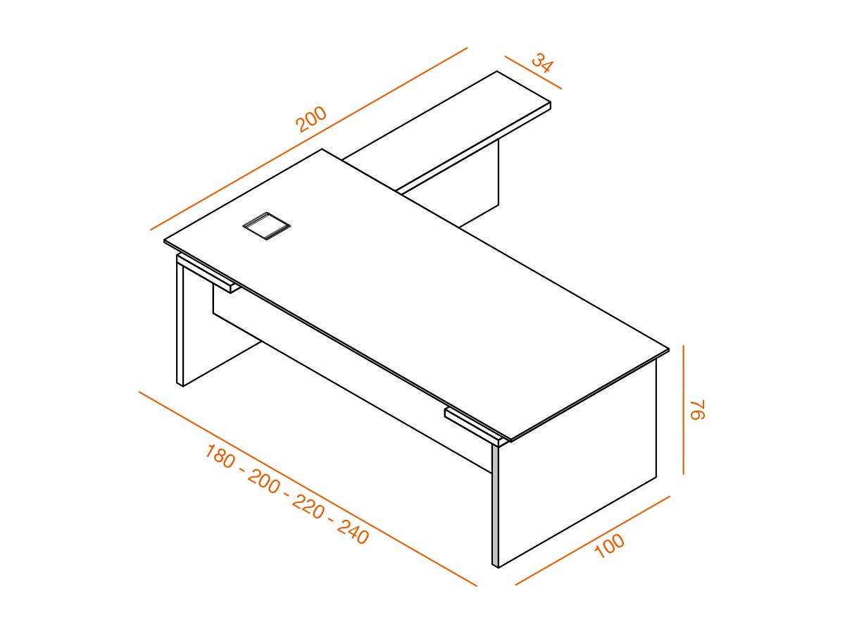 Bureau de direction Skin Oak avec extension laquée - design raffiné et fabrication italienne_1