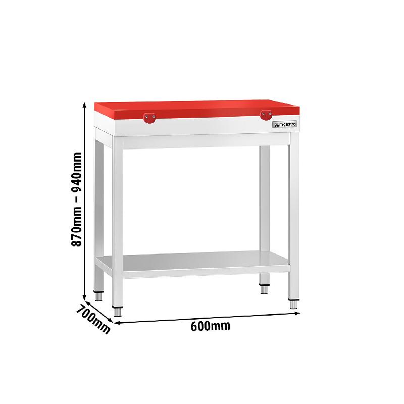Table inox de découpe avec plan rouge - Profondeur 700 mm | Ggm - 600_1