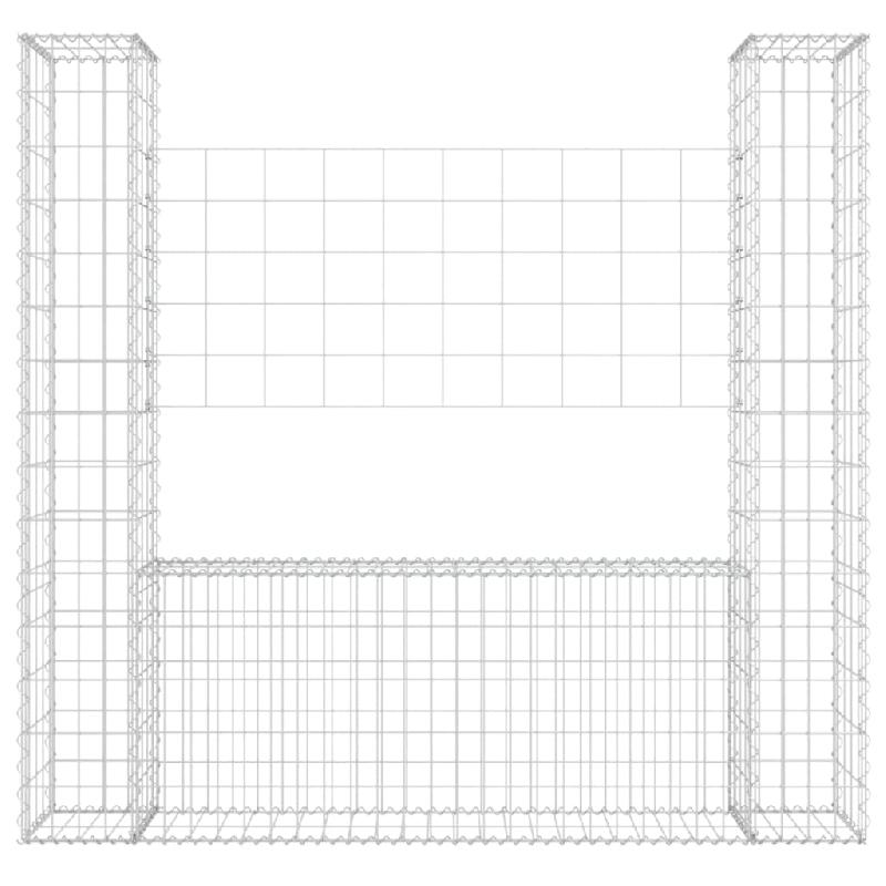 Vidaxl panier de gabion en forme de u avec 2 poteaux fer 140x20x150 cm 151282_1
