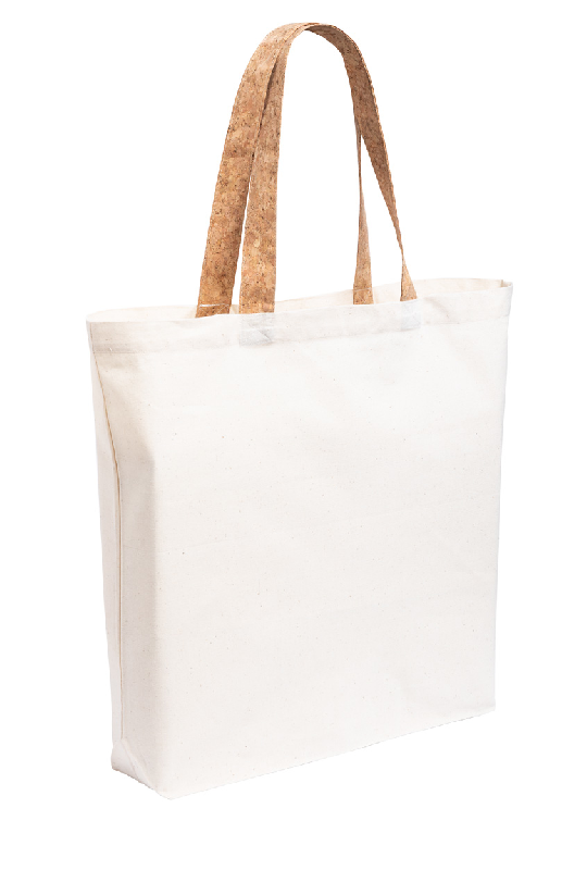 Tote-bag publicitaire en coton - petites anses en liège naturel - 180 g/m² - couleur naturelle_1