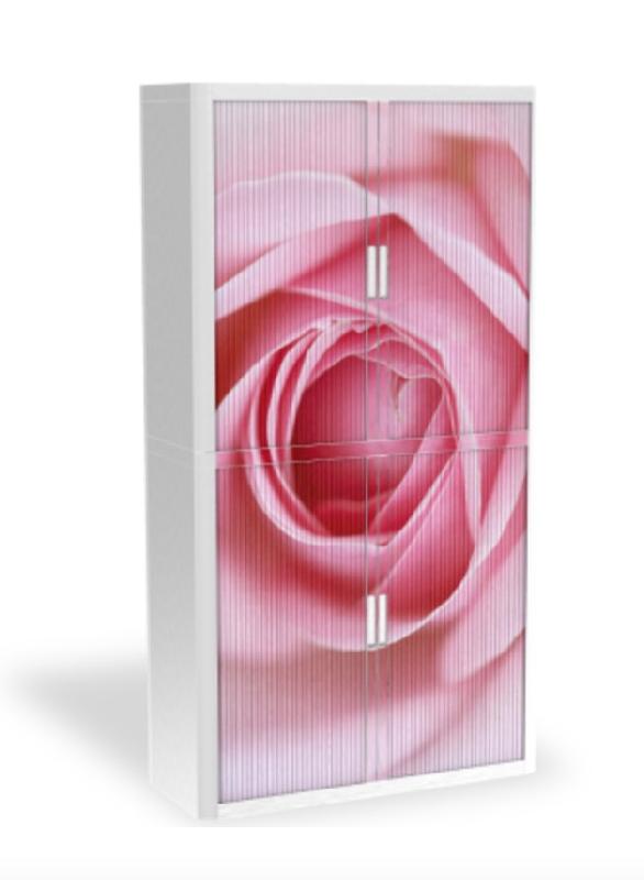 Armoire à rideaux avec décor nature - EasyOffice. - Rose, Haute_1