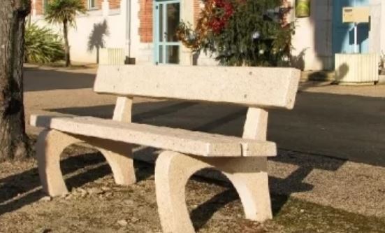 Banc public Platane en béton armé - idéal pour parcs, jardins et promenades - Coordonné avec la banquette Chêne_1