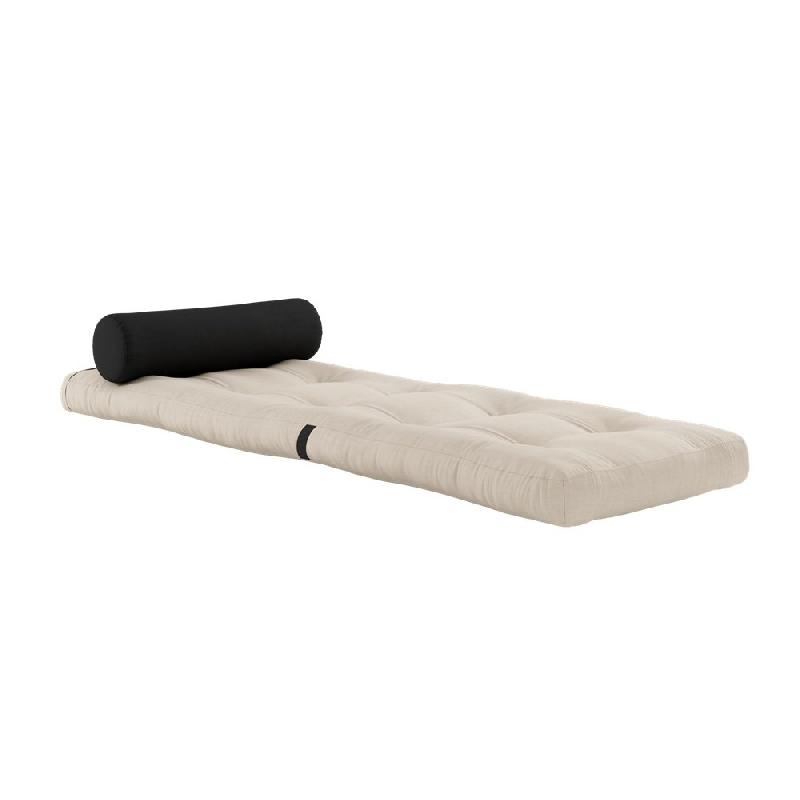 Fauteuil futon convertible WRAP - couleur beige - design japonais et confort scandinave - matelas dépliable 70x200 cm_1