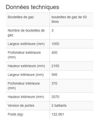 158051W - Armoire pour bouteilles de gaz LG 1000, simple paroi - Stockage sécurisé et ventilé, en inox avec peinture époxy_1