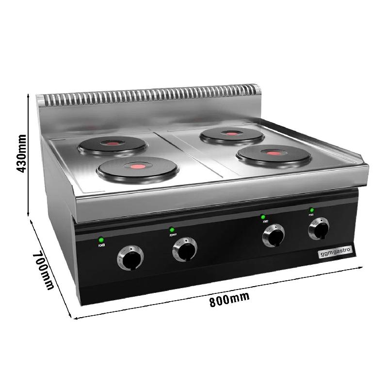 Cuisinière électrique - 9,2 kW - 4 plaques rondes  - Mario 700 | GGM -EHK873E_1