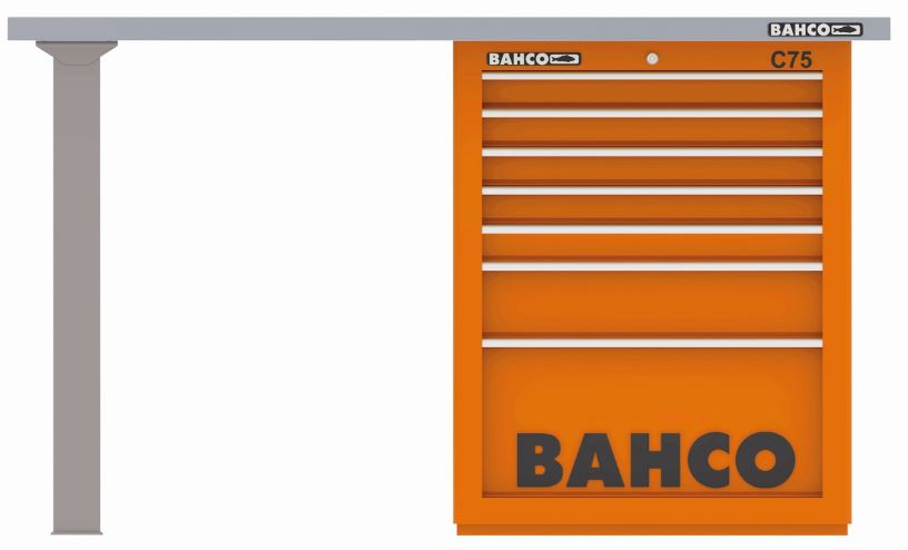 Établi usage intensif avec plateau acier, 2 pieds, 7 tiroirs de rangement et charge 1,5T - 1495KH7WB15TS_1