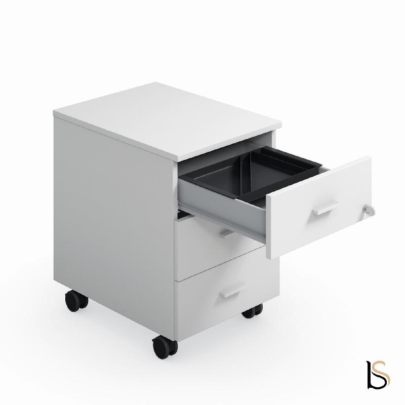 Caisson mobile Torino - Blanc, 3 tiroirs, Oui_1