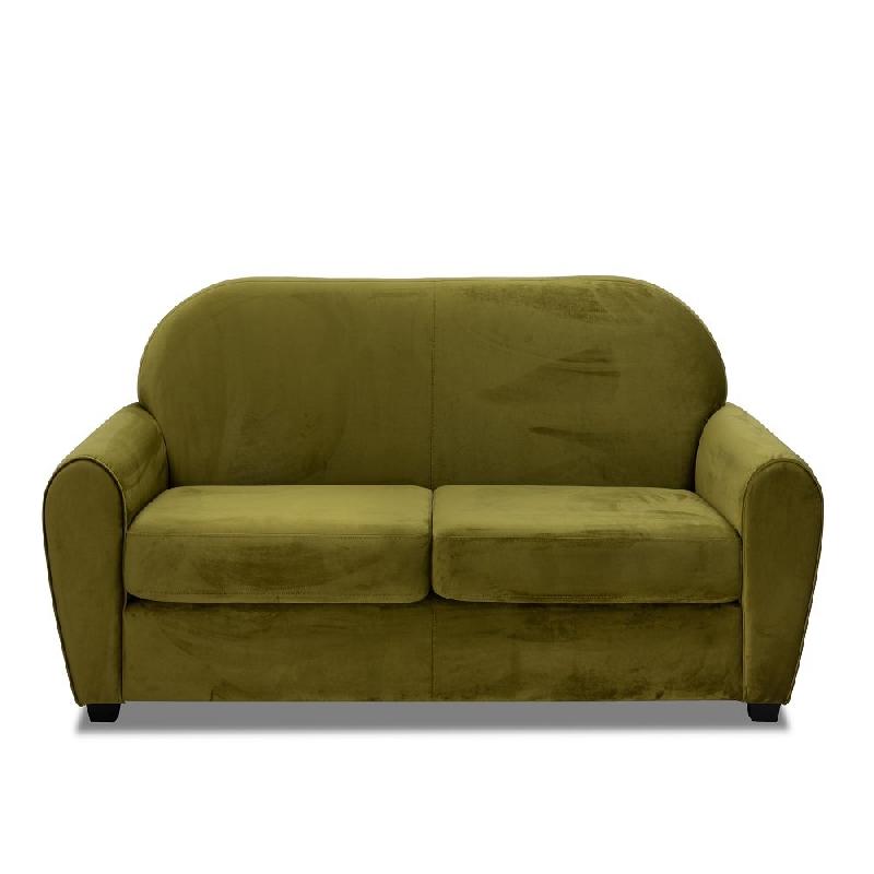 Canapé fixe Club 2 places en velours vert anis - Design vintage anglais et fabrication italienne_1