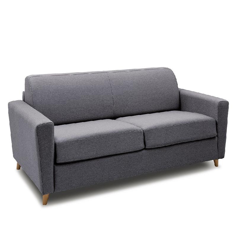 Canapé convertible express VIRGOLA - Matelas 16 cm - Sommier à lattes 160 cm - Tissu tweed gris_1
