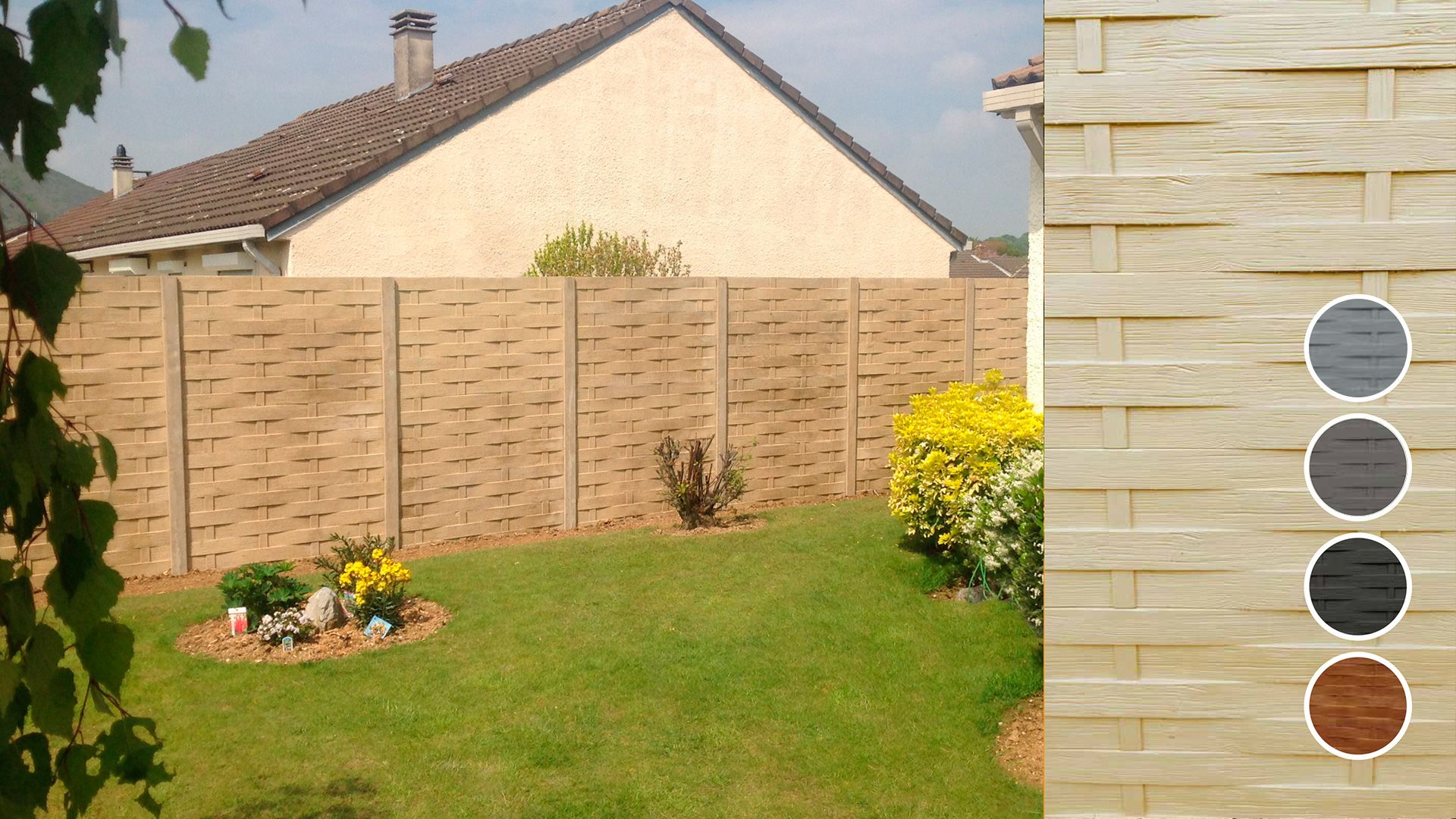 Panneaux de clôture en béton teintés dans la masse ton pierre sable