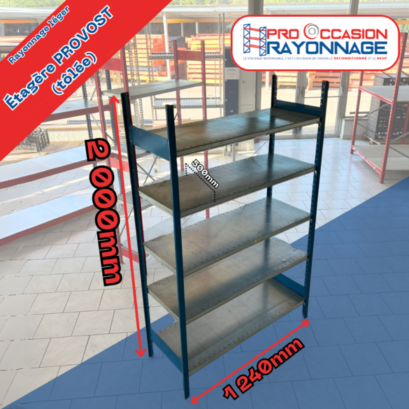 Étagère tôlée - Hauteur 2000mm - Profondeur 500mm - Largeur 1240mm - PROVOST_1
