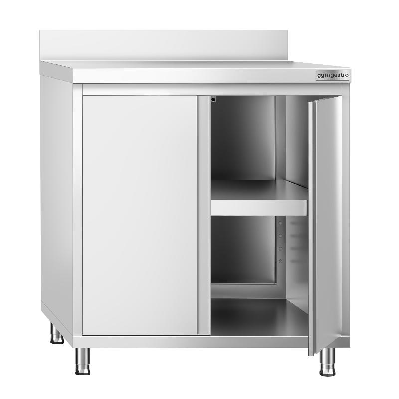 Meuble bas inox adossé P 600 mm avec portes - 800_1