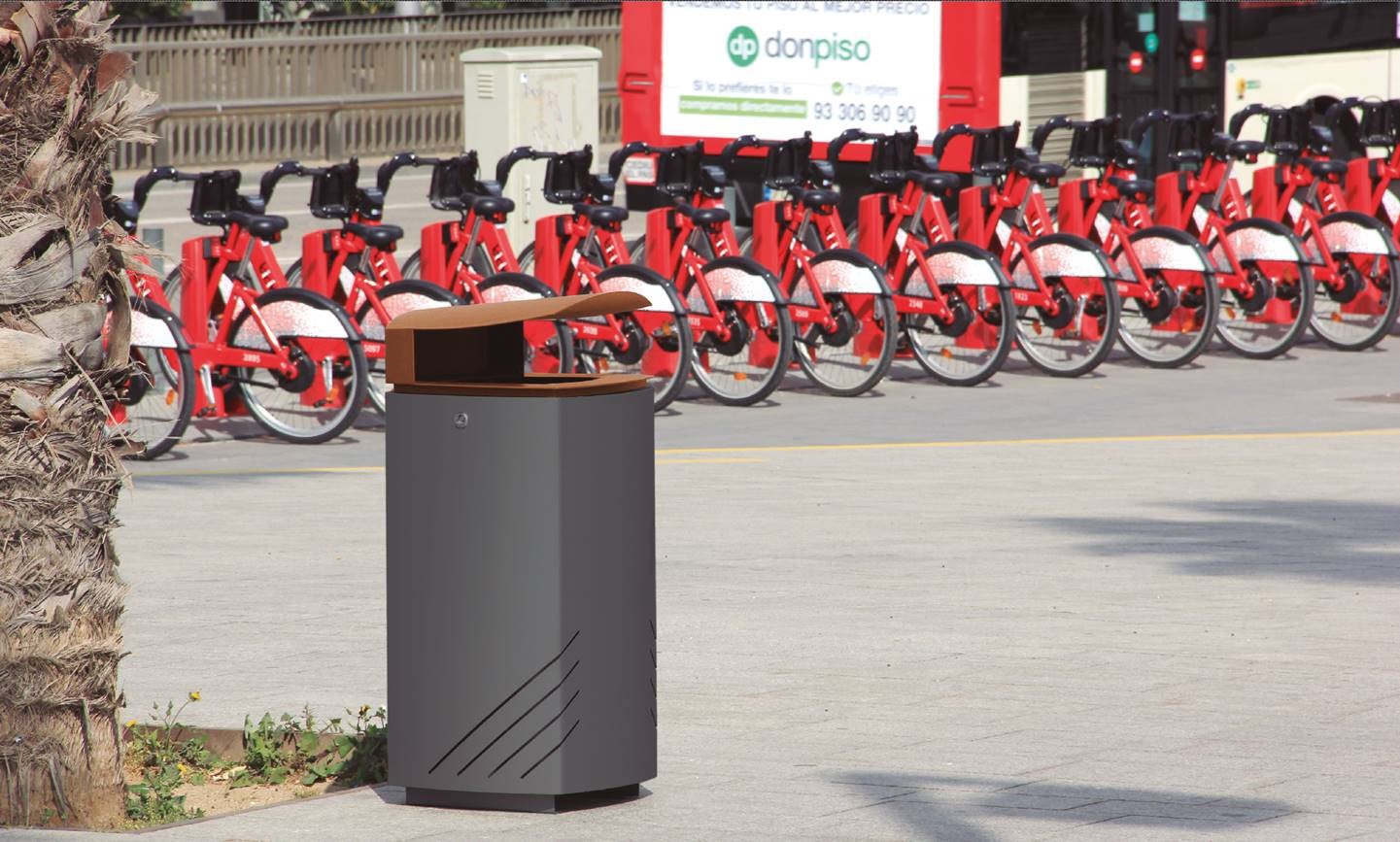 Poubelle publique Mielek T PA691S - Acier traité anticorrosion avec seau intérieur galvanisé_1