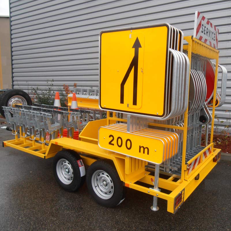 Remorques de balisage voies express et autoroutes - Conception PTAC 750 kg à 3500 kg - Simple ou double essieux, freiné ou non freiné_1