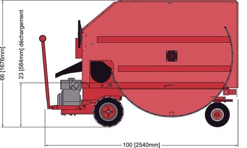 Super mix pailleuse agricole Rovibec - chariot RTM 1415 à 1982L - moteur 13 HP Honda_1