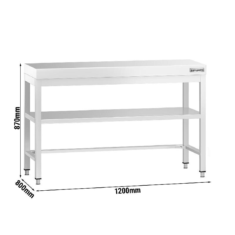 Table Inox de Travail Centrale Premium avec Etagère et Renfort - Profondeur 800 mm - 1200_1