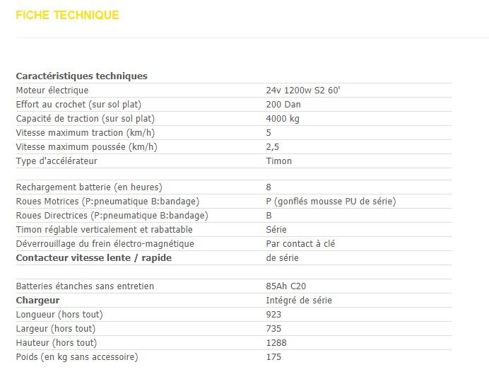 IT1200 - Tracteur pousseur électrique Alitrak - Capacité de traction 4000 kg - Moteur 1200W AC_1