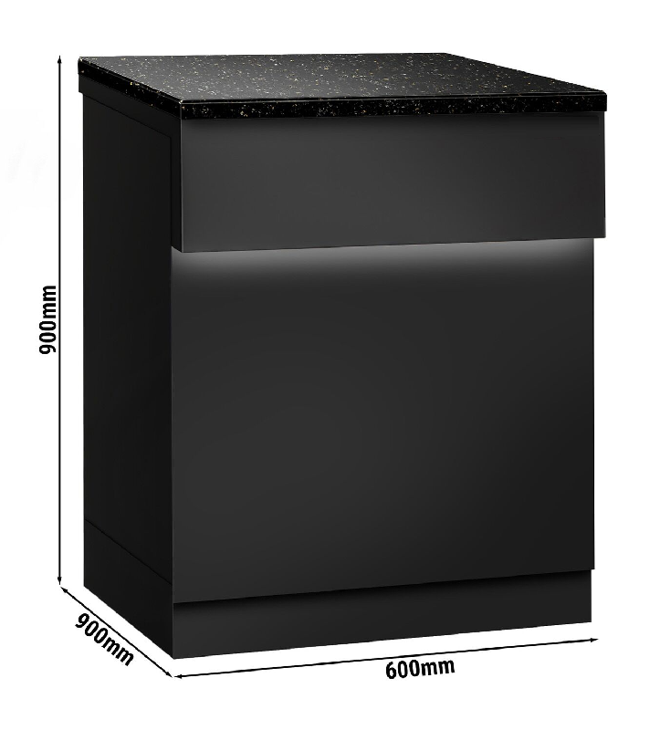 Table de caisse - 60 cm - façade noire - plan de travail en granit noir_1