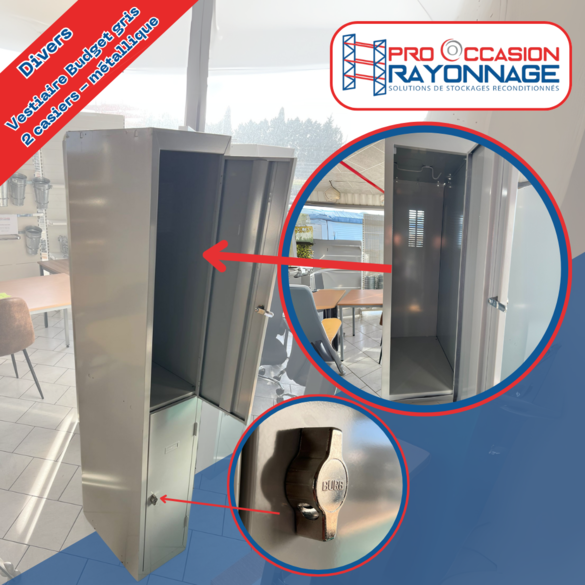 Vestiaire 2 casiers - métallique gris - Budget_1