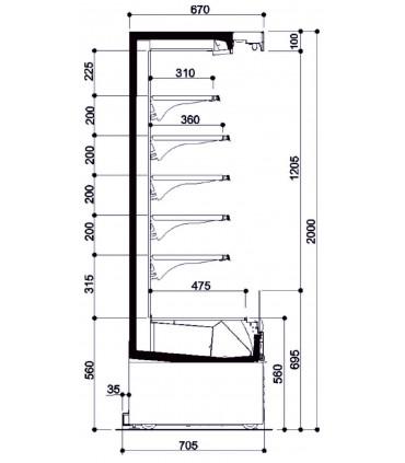 Vitrine verticale positive sans porte, idéal pour chr, traiteurs, boulangeries, pâtisseries et chocolateries - offlip 3 green 125 iarp_1