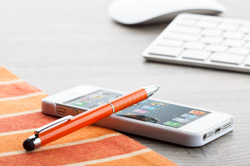 Stylo à bille en aluminium - stylet intégré - couleur orange - encre bleue_1